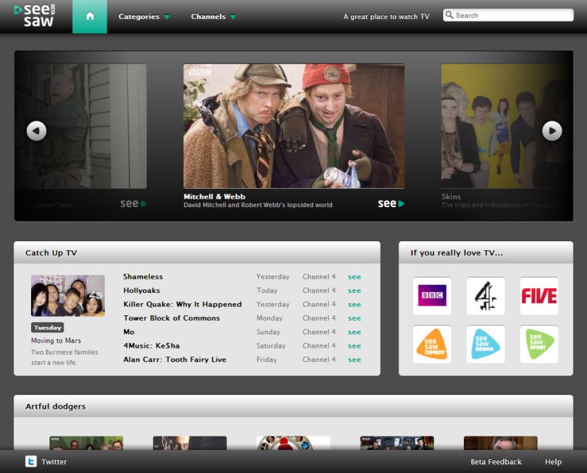 SeeSaw: Online TV service in beta
