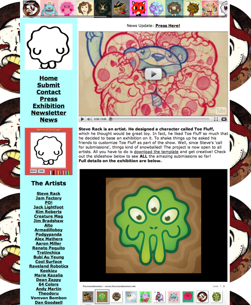 My bogey monster on the Toe Fluff website