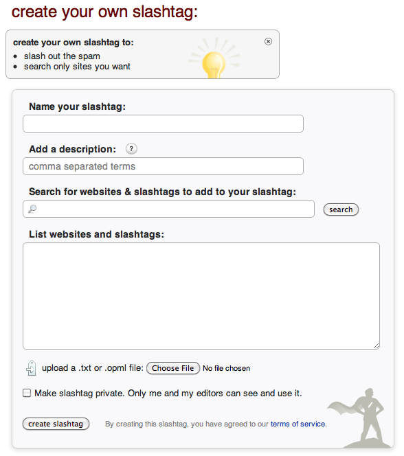 Blekko — Create your own slashtags