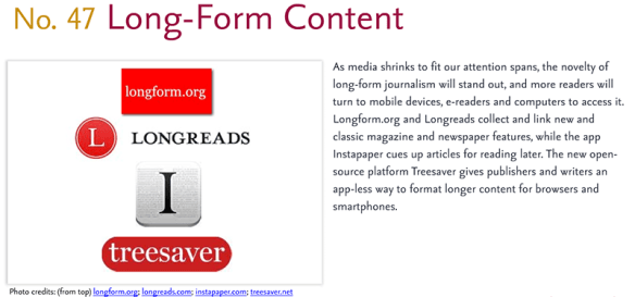 Predictions for 2011 - 47: Long-Form Content