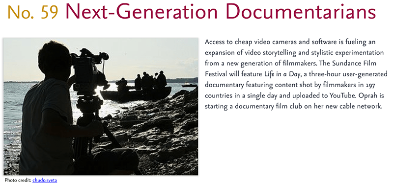 Predictions for 2011 - 59: Next-Generation Documentarians