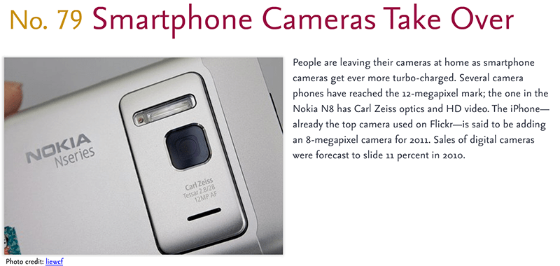 Predictions for 2011 - 79: Smartphone Cameras Take Over