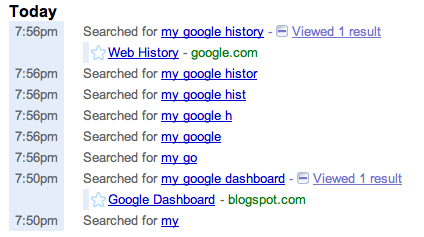 Google Web History Google Web History