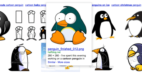 'cartoon penguin' in Google image search - September 2009