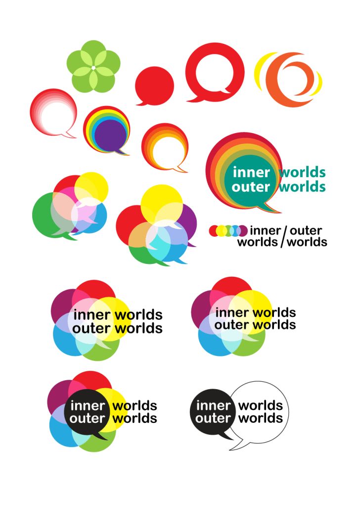 Inner Worlds, Outer Worlds conference logo design sketches