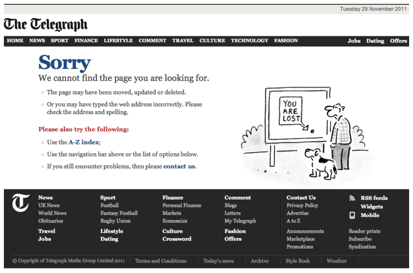 The Telegraph 404 page