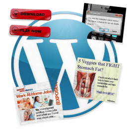 A shiny WordPress logo, ruined by obnoxious ads.