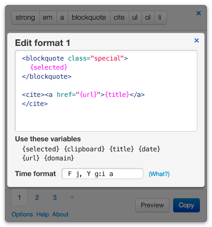 Citation bookmarklet: Edit formats