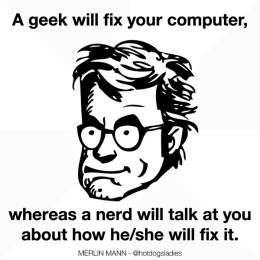 A geek will fix your computer, whereas a nerd will talk at you about how he/she will fix it.