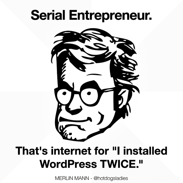 Serial entrepreneur. That's internet for "I installed WordPress TWICE."