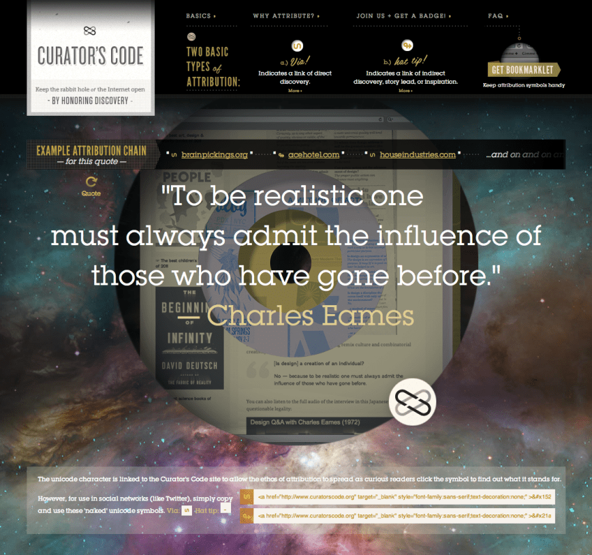 The Curator's Code — website