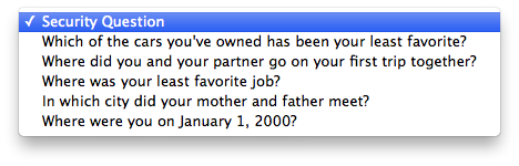 Apple security questions