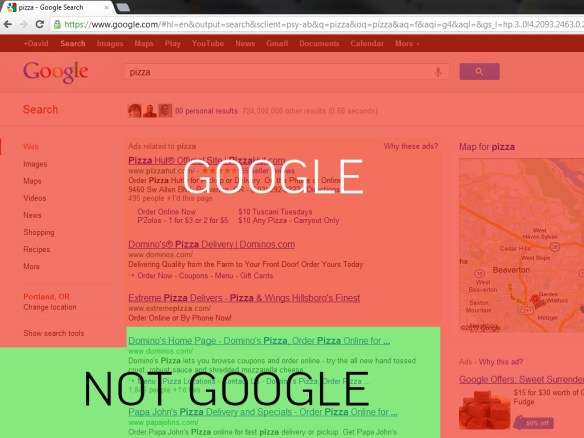 Google results for 'Pizza' — 2012