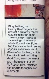 Cardiff Life excerpt about halfblog.net