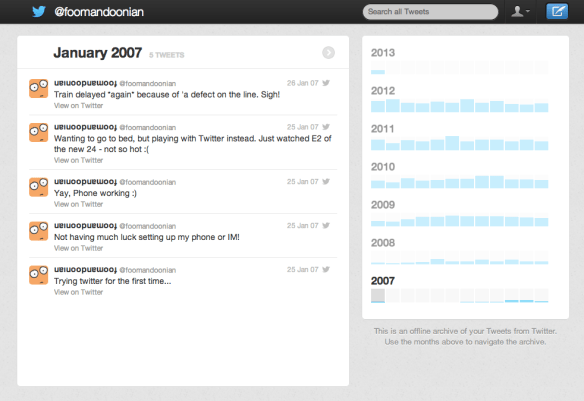 My tweets from January 2007