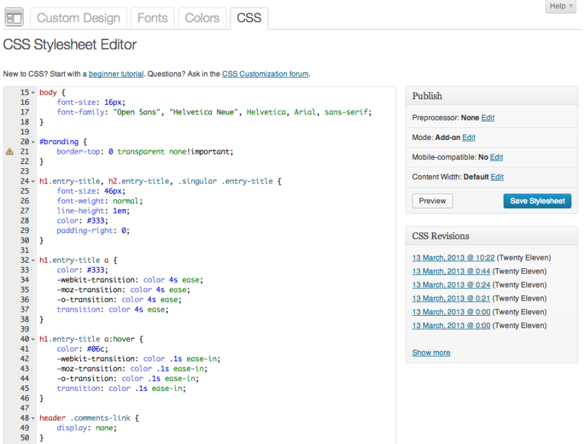 Custom Design: CSS