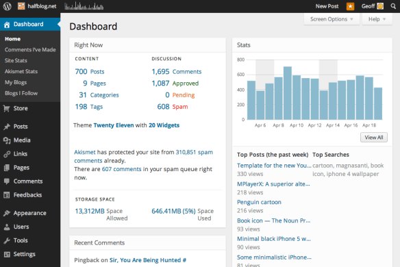 New WordPress admin design