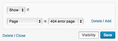 Widget visibility settings
